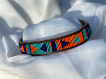 Load image into Gallery viewer, Unique Indigenous Leather Beaded Dog Collar
